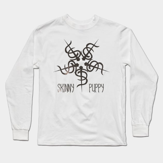 Skinny Pentagram Puppy Long Sleeve T-Shirt by Glitch LineArt
